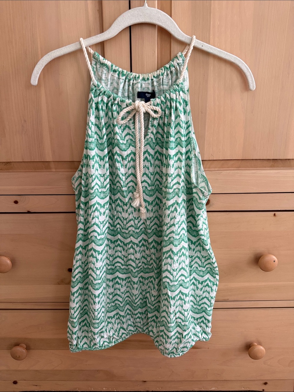 GAP Green and White Rope-Trim Halter Camisole